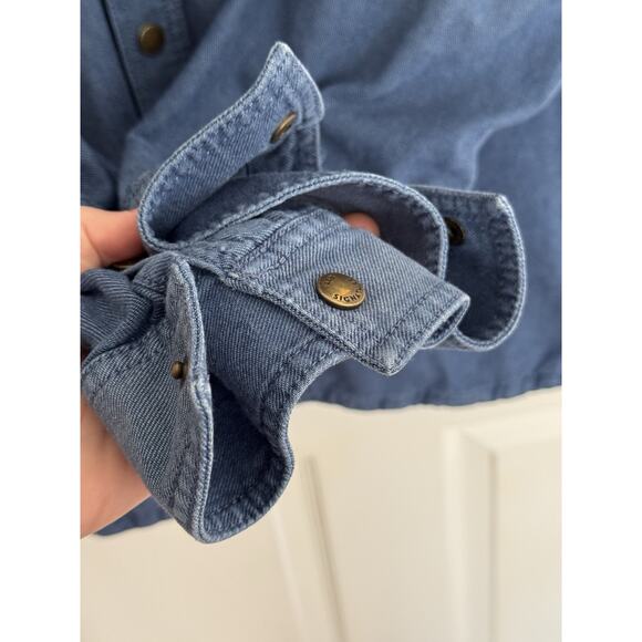 L.L. Bean Men's Signature Blue Denim Cloth Snap Shirt Slim Fit Pockets Sz XL - Picture 4 of 10